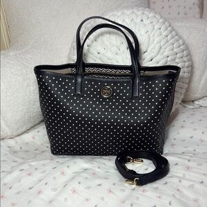 Tory Burch Black Tote with White Dots
